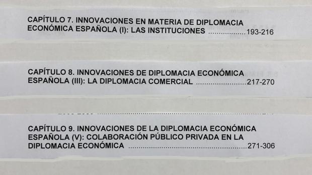 Recortes del índice de la tesis de Pedro Sánchez