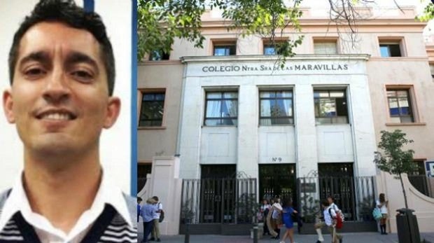 A la izquierda, el «Hermano Pedro»; a la derecha, entrada del Colegio Maravillas