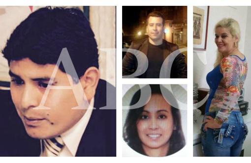 A la izquierda, el abogado. Luego las tres víctimas: un cliente, la abogada y la recepcionista