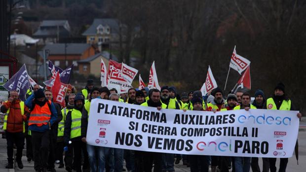 Protestas contra el cierre de la central térmica de Compostilla