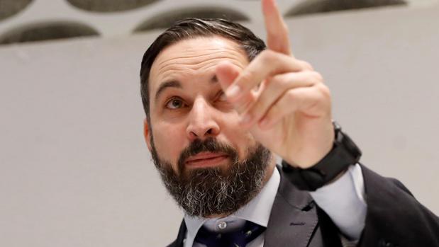 El líder de Vox, Santiago Abascal, durante su desayuno informativo en el Club Siglo XXi