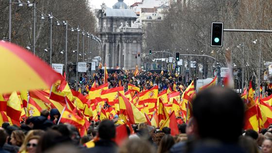 Vista de la calle de Velázquez, durante la concentración convocada en Madrid