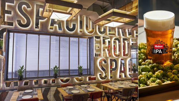 Interior del espacio de Génova, 5; a la dcha., la nueva cerveza IPA