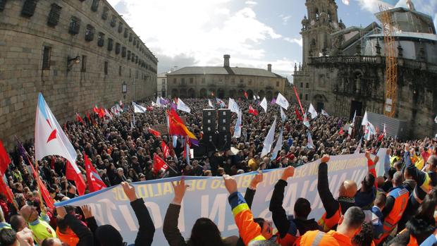 Manifestacíon contra las políticas sanitarias del PPdeG celebrada en febrero