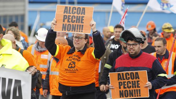 Manifestación de los trabajadores de Alcoa esta tarde en La Coruña
