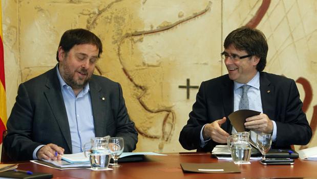 Oriol Junqueras y Carles Puigdemont en 2016, cuando eran vicepresidente y presidente de la Generalitat