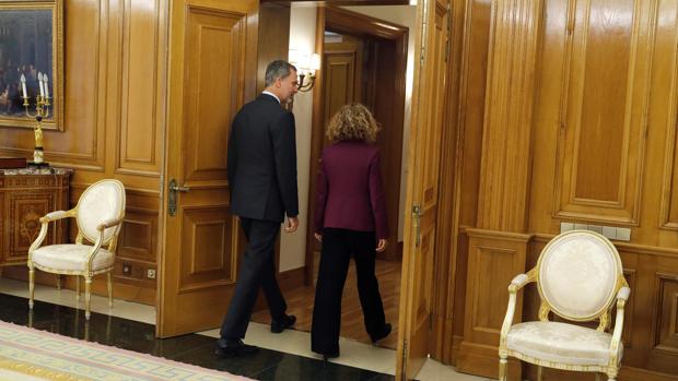 Don Felipe y la presidenta del Congreso de los Diputados, este jueves en La Zarzuela