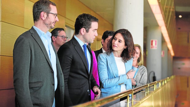 Díaz Ayuso, con Maroto y García-Egea en la Asamblea
