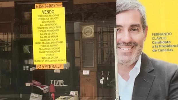 Escaparate el 16 de julio de la sede electoral de CC en Las Palmas capital