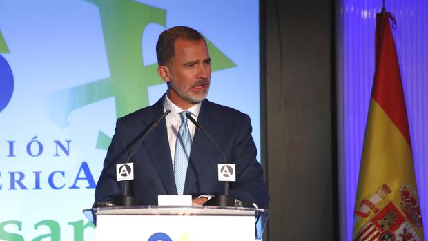 El Rey, en el XX aniversario de la Fundación EuroAmérica, celebrado este miércoles en la Casa de América en Madrid