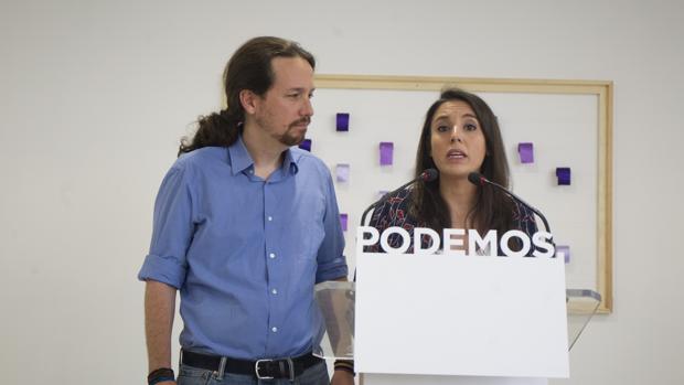 El líder de Podemos, Pablo Iglesias, y la portavoz de Unidas Podemos en el Congreso, Irene Montero