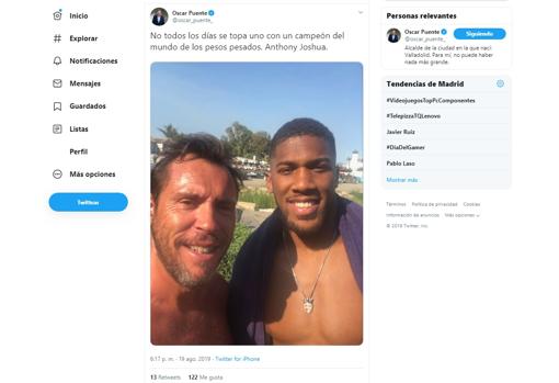 Tweet de Óscar Puente