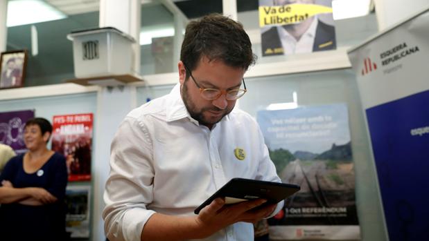 Pere Aragonès, antes de la votación