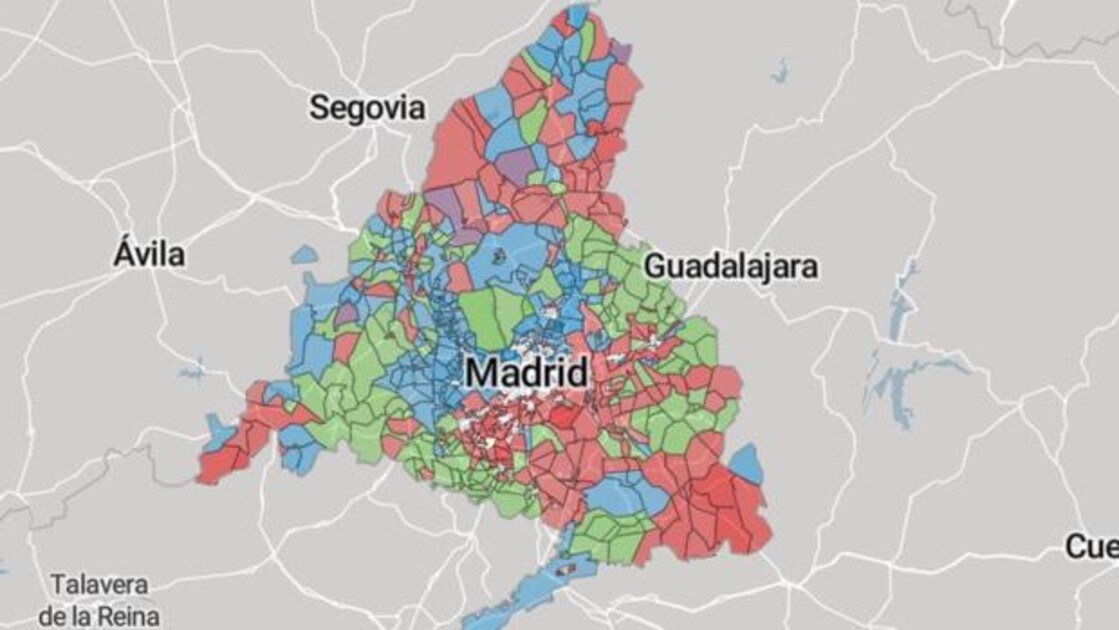 un mapa de madrid El mapa de las elecciones generales en Madrid, calle por calle