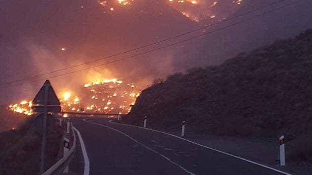 El Incendio de Tasarte afecta a algunas casas y obliga a evacuar Tasartico