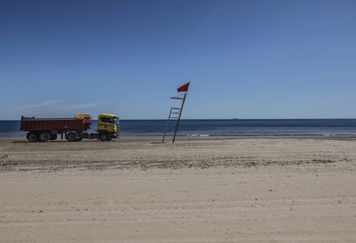 Imagen tomada este miércoles en la playa del Cabanyal de Valencia