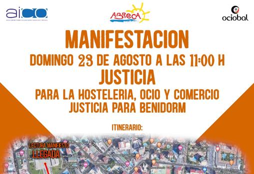 Cartel informativo de la manifestación del domingo en Benidorm