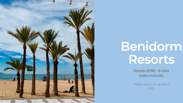 Imagen de la web donde se anuncian las ofertas de Benidorm Resorts