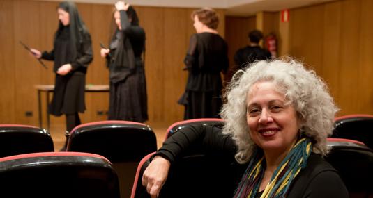 In the archive image, Carmen Ruiz, directing the show 