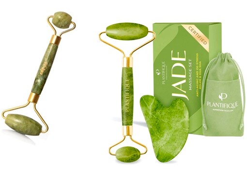 Affya Jade Roller (€27) and Plantifique Jade Roller and Gua Sha Pack (€17.95, on Amazon).