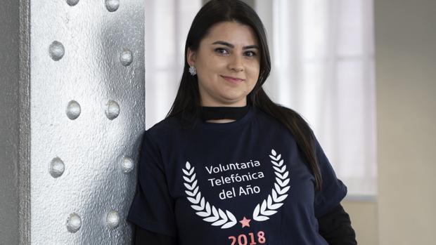 Débora da Silva en las instalaciones de Telefónica en Madrid