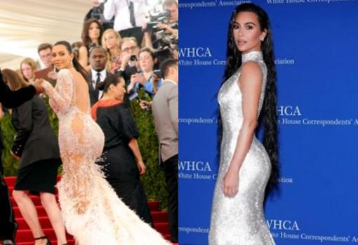 De izquierda a derecha, Kim Kardashian en 2015 y en 2022