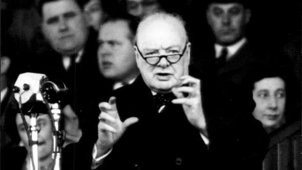 Churchill, durante un discurso en Cardiff en 1950
