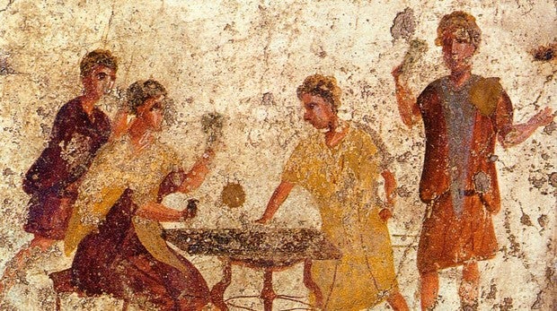 Fresco que representa una partida de dados