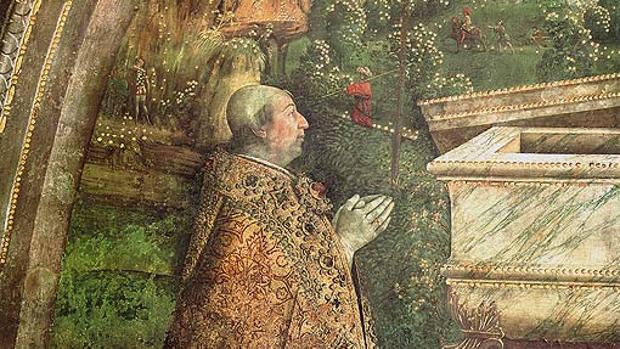 Detalle de la «Resurrección» del Pinturicchio, con el retrato del Papa Alejandro VI (1492-1495)