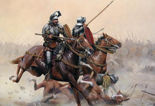 Batalla de Otumba, lámina de Ferrer Dalmau