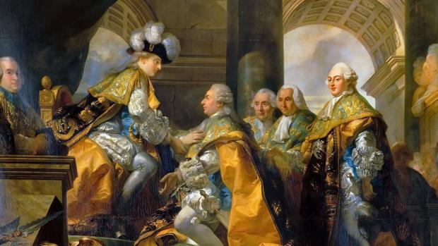 Luis XVI con los Caballeros de la Orden del Espíritu Santo después de su coronación