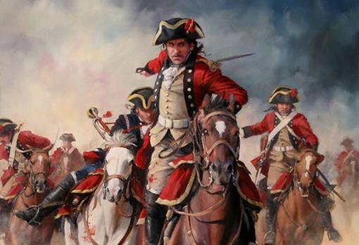 «Santiago y cierra España». Pintura de Augusto Ferrer-Dalmau sobre el Regimiento España 1793, Guerra del Rosellón