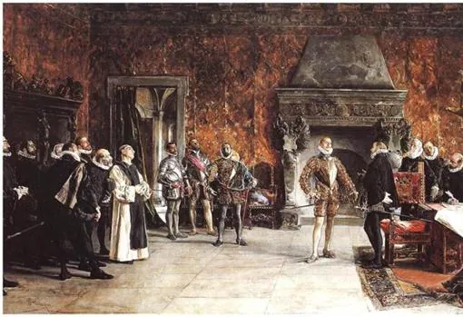 Don Juan es recibido por su hermano Felipe II