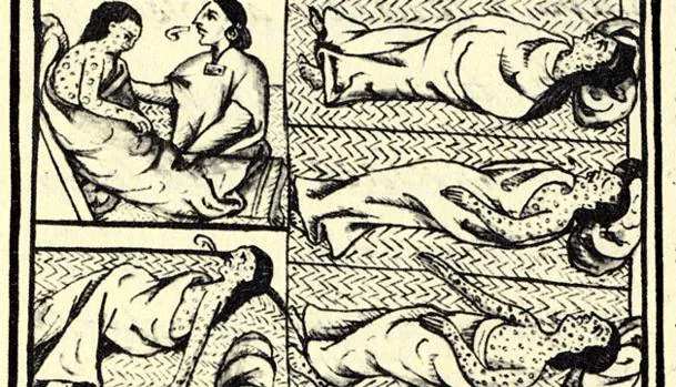 Dibujo en el Códice Florentino reflejando el impacto de la viruela entre los indígenas mesoamericanos.