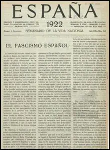 Diario «España», el 4 de noviembre de 1922