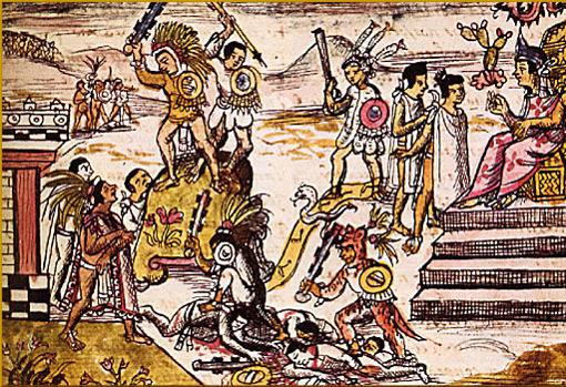 Representación de varias armas aztecas