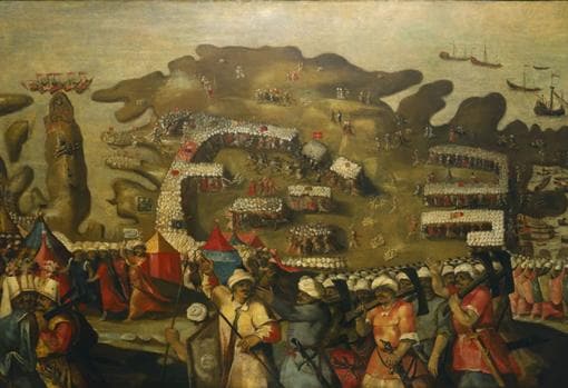 El sitio de Malta. Llegada de la flota turca, por Mateo Pérez de Alesio