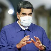 Nicolás Maduro, durante su discurso en el Palacio de Miraflores, en Caracas