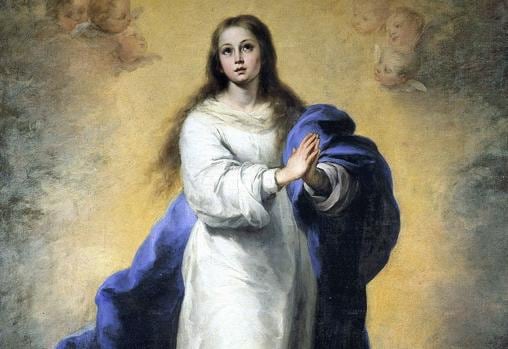 Representation of the Immaculate Conception, by Murillo, with the dominant colors blue and white.