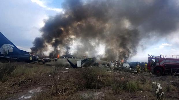 Así quedó el avión de Aeroméxico tras el accidente