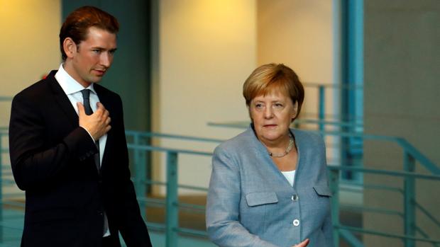 Sebastian Kurz y Angela Merkel dan un discurso en conjunto en Berlín
