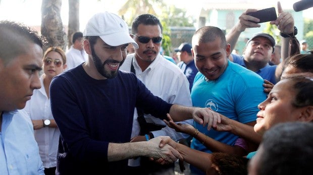 El candidato de GANA, Nayib Bukele, en San Luis Talpa