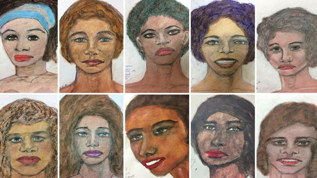 Dibujos realizados por Samuel Little de mujeres que dice haber asesinado