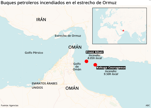 Detalles del incidente entre los dos buques en el estrecho de Ormuz