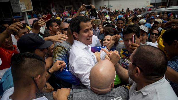 Juan Guaidó en un mitin en la localidad venezolana de Charallave