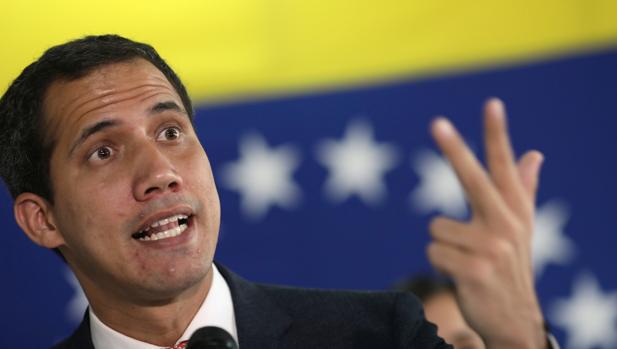 El presidente interino de Venezuela, Juan Guaidó, este lunes en Caracas