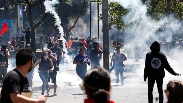 Un grupo de personas durante las manifestaciones en Chile