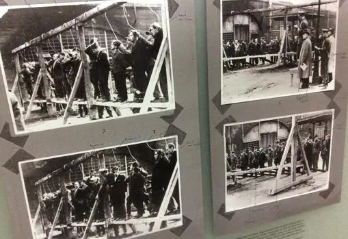 Fotografías expuestas en el sotano de la Casa EL-DE, que reflejan las ejecuciones que tuvieron lugar en su patio interior