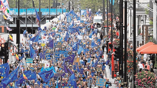 Manifestantes contra el Brexit, en Londres