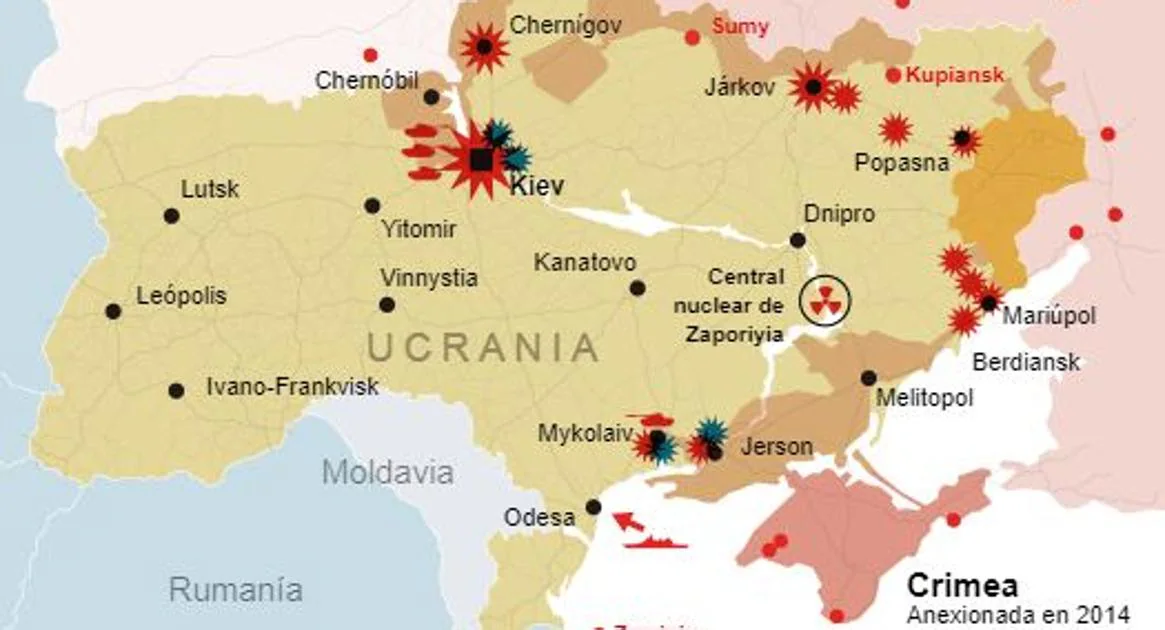 Mapas de la situación de la invasión de Rusia a Ucrania